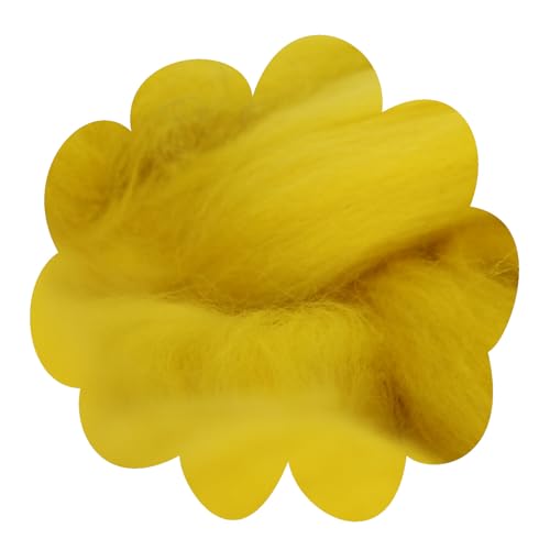 Deutsche Merinowolle Filzwolle gelb Merino 25g, nassfilzen, trockenfilzen, Märchenwolle, Spinnwolle, Spinnfasern, Wolle zum spinnen, filzen, basteln (zinkgelb) von theofeel