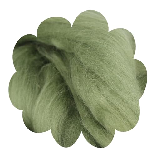Deutsche Merinowolle Filzwolle grün 25g Merino, nassfilzen, nadelfilzen, Märchenwolle, Spinnwolle, Spinnfasern, Wolle zum spinnen, filzen, basteln (reseda) von theofeel