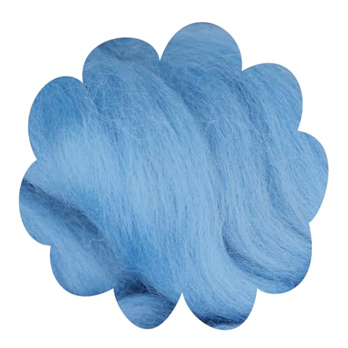 Deutsche Merinowolle Filzwolle hellblau 25g Merino, nassfilzen, trockenfilzen, Märchenwolle, Spinnwolle, Spinnfasern, Wolle zum spinnen, filzen, basteln (hell blau) von theofeel
