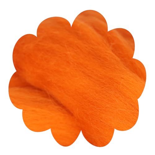 Deutsche Merinowolle Filzwolle orange 25g Merino, nassfilzen, trockenfilzen, Märchenwolle, Spinnwolle, Spinnfasern, Wolle zum spinnen, filzen, basteln (orangerot) von theofeel