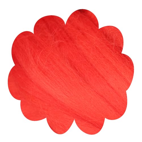 Deutsche Merinowolle Filzwolle rot 25g Merino, nassfilzen, trockenfilzen, Märchenwolle, Spinnwolle, Spinnfasern, Wolle zum spinnen, filzen, basteln (feuerrot) von theofeel