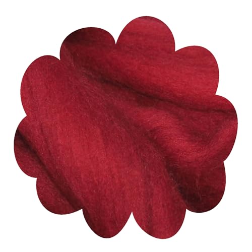 Deutsche Merinowolle Filzwolle rot 25g Merino, nassfilzen, trockenfilzen, Märchenwolle, Spinnwolle, Spinnfasern, Wolle zum spinnen, filzen, basteln (purpur rot) von theofeel