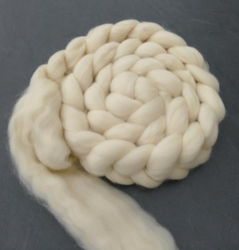 Deutsche Merinowolle Kammzug 1kg, 1 kilo Filzwolle, Wolle zum filzen, spinnen, trockenfilzen, nassfilzen, färben, Spinnfasern, Naturfasern ungefärbt von theofeel