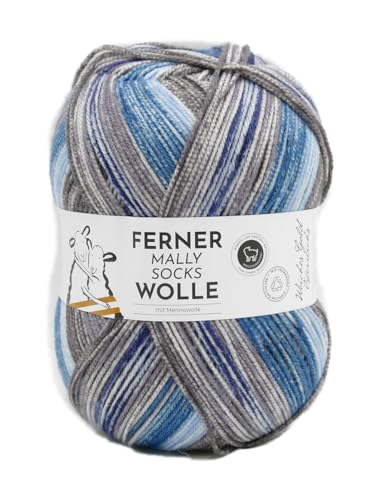 Ferner Mally Socks Wolle mit Merinowolle, Sockenwolle Regenbogen Farbverlauf, 150 g Sockengarn, Strumpfwolle Nadelstärke 3,5 bis 4 mm, mulesingfrei (739) von theofeel