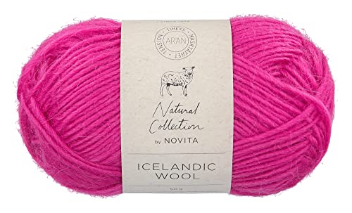 theofeel | Islandwolle Novita Icelandic Wool Aran | 100% Wolle zum Stricken und Häkeln von Islandpullovern, Norwegermustern (550 - pfingstrose) von theofeel