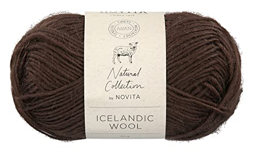 theofeel | Islandwolle Novita Icelandic Wool Aran | 100% Wolle zum Stricken und Häkeln von Islandpullovern, Norwegermustern (696 - dunkelbraun) von theofeel
