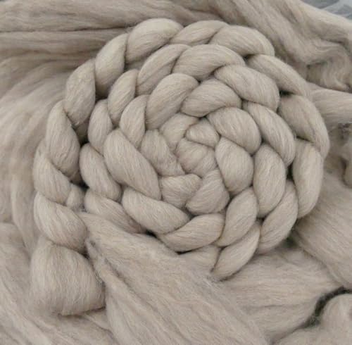Kammzug 1kg, 1 kilo Filzwolle, Wolle zum filzen, spinnen, trockenfilzen, nassfilzen, färben, Spinnfasern, Naturfasern ungefärbt (Schurwolle beige) von theofeel