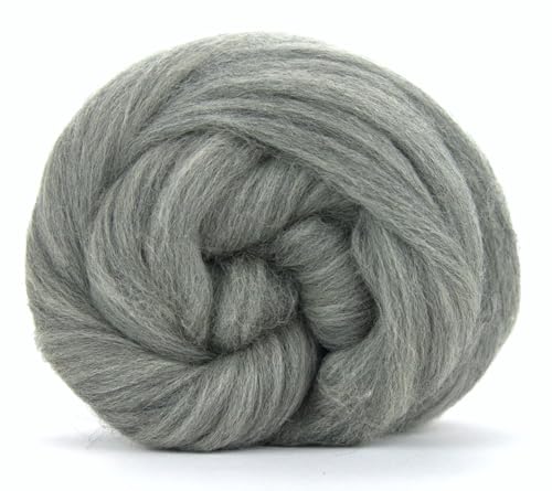 Kammzug Merinowolle grau ungefärbt, Filzwolle Merino Spinnfasern, Spinnfutter, Spinnwolle, Wolle zum nassfilzen, trockenfilzen, nadelfilzen, spinnen mit Spinnrad (grau) von theofeel