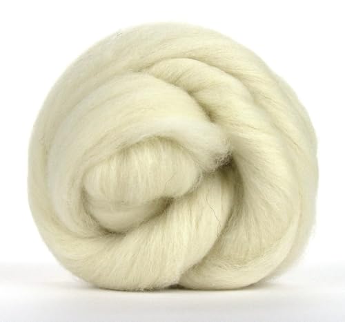 Kammzug Merinowolle naturfarben ungefärbt, Filzwolle Merino Spinnfasern, Spinnfutter, Spinnwolle, Wolle zum färben, nassfilzen, trockenfilzen, spinnen mit Spinnrad (wollweiss) von theofeel