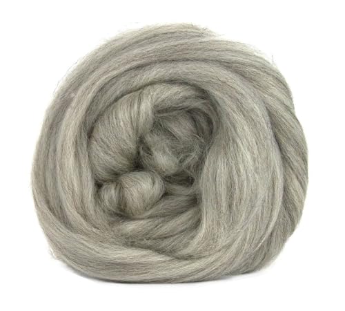 Kammzug Wolle natur zum Filzen, Spinnen, Weben, Färben, Spinnfasern, Filzwolle ungefärbte Naturfasern, 100g (Corriedale Kammzug grau) von theofeel