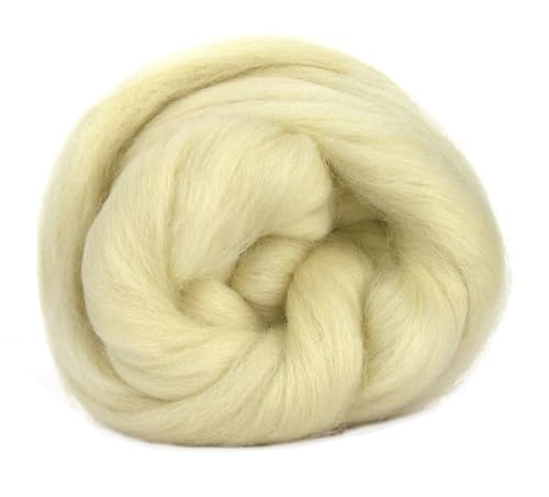 Kammzug Wolle natur zum Filzen, Spinnen, Weben, Färben, Spinnfasern, Filzwolle ungefärbte Naturfasern, 100g (Corriedale Kammzug natur) von theofeel