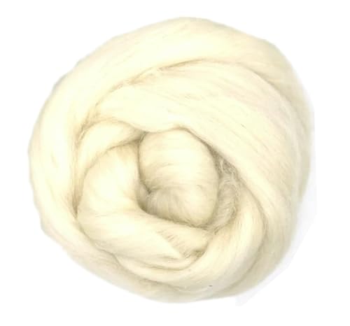 Kammzug Wolle natur zum Filzen, Spinnen, Weben, Färben, Spinnfasern, Filzwolle ungefärbte Naturfasern, 100g (Galway Kammzug natur) von theofeel