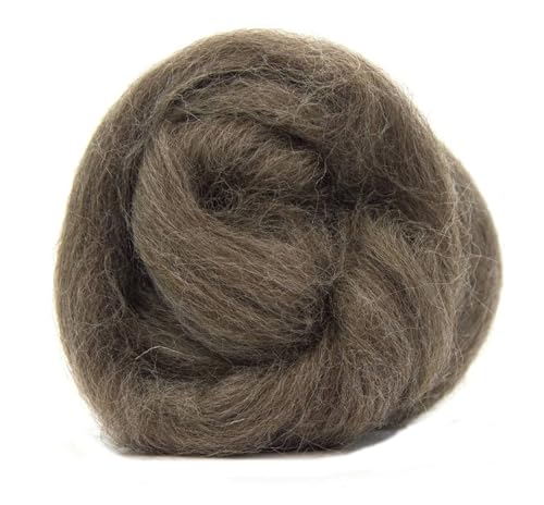 Kammzug Wolle natur zum Filzen, Spinnen, Weben, Färben, Spinnfasern, Filzwolle ungefärbte Naturfasern, 100g (New Zealand Kammzug braun) von theofeel