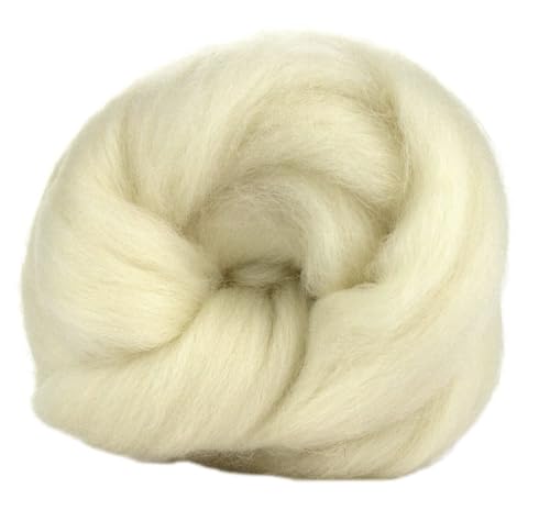 Kammzug Wolle natur zum Filzen, Spinnen, Weben, Färben, Spinnfasern, Filzwolle ungefärbte Naturfasern, 100g (South American Kammzug natur) von theofeel