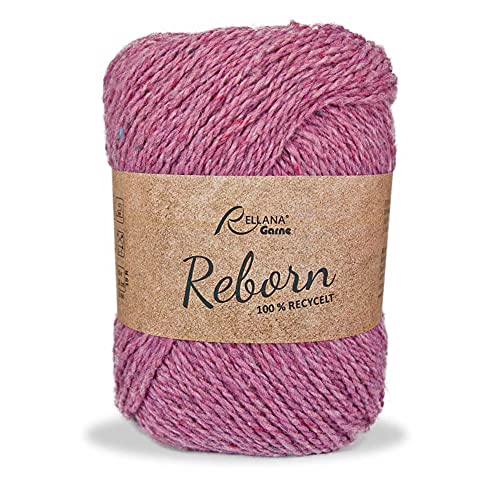 Rellana Reborn Farbe 33 erika, nachhaltige Wolle zum Stricken oder Häkeln, dicke Wolle Nadelstärke 6-7 mm, Tweedwolle, 100g von theofeel
