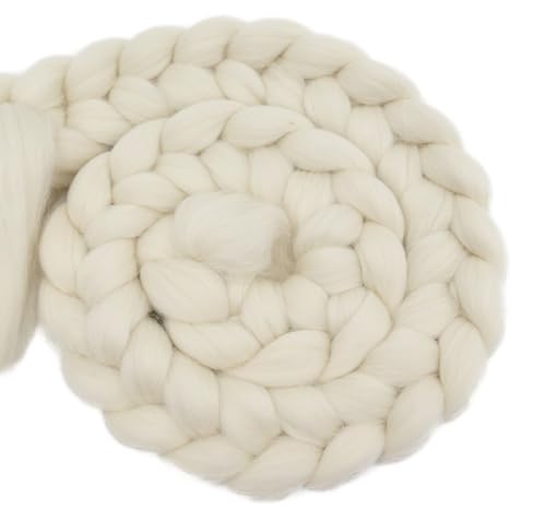 Spinnfasern Kammzug Merino Alpaka, Spinnband, Wolle zum spinnen, filzen, weben, 50g (Weisshorn Natural White) von theofeel