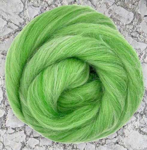 Spinnfasern Kammzug Merino Alpaka, Spinnband grün, Märchenwolle, Filzwolle, Wolle zum spinnen, filzen, weben, 50g (Dolomites Green) von theofeel