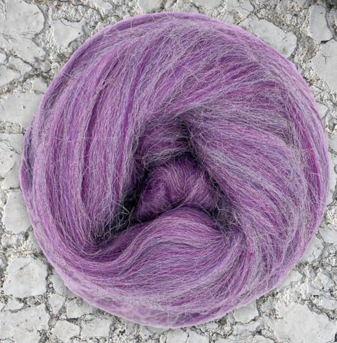 Spinnfasern Kammzug Merino Alpaka, Spinnband lila, Märchenwolle, Filzwolle, Wolle zum spinnen, filzen, weben, 50g (Monte Viso Purple) von theofeel