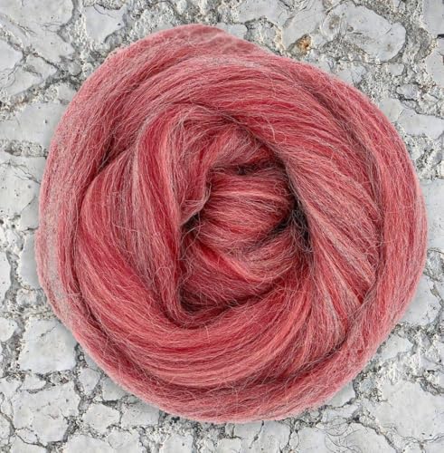 Spinnfasern Kammzug Merino Alpaka, Spinnband rot, Märchenwolle, Filzwolle, Wolle zum spinnen, filzen, weben, 50g (Monte Rosa Red) von theofeel