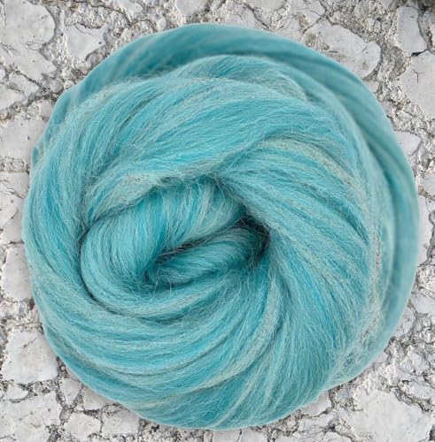 Spinnfasern Kammzug Merino Alpaka, Spinnband türkis, Märchenwolle, Filzwolle, Wolle zum spinnen, filzen, weben, 50g (Matterhorn Blue) von theofeel