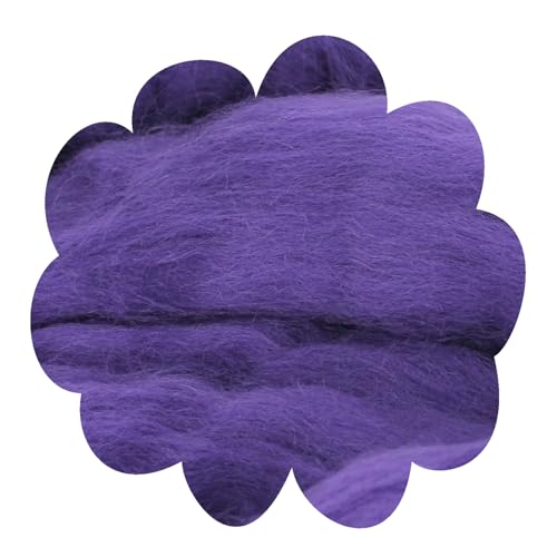 theofeel Deutsche Merinowolle Filzwolle 25g Merino, nassfilzen, nadelfilzen, Märchenwolle, Spinnwolle, Spinnfasern, Wolle zum Spinnen, filzen, basteln (dunkel lila) von theofeel