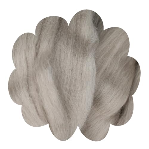 theofeel Deutsche Merinowolle Filzwolle 25g Merino, nassfilzen, nadelfilzen, Märchenwolle, Spinnwolle, Spinnfasern, Wolle zum Spinnen, filzen, basteln (seiden grau) von theofeel