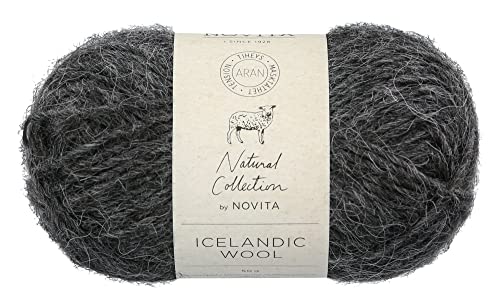 theofeel | Islandwolle Novita Icelandic Wool Aran | 100% Wolle zum Stricken und Häkeln von Islandpullovern, Norwegermustern (044 - graphit) von theofeel
