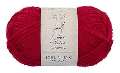theofeel | Islandwolle Novita Icelandic Wool Aran | 100% Wolle zum Stricken und Häkeln von Islandpullovern, Norwegermustern (523 - preiselbeere) von theofeel