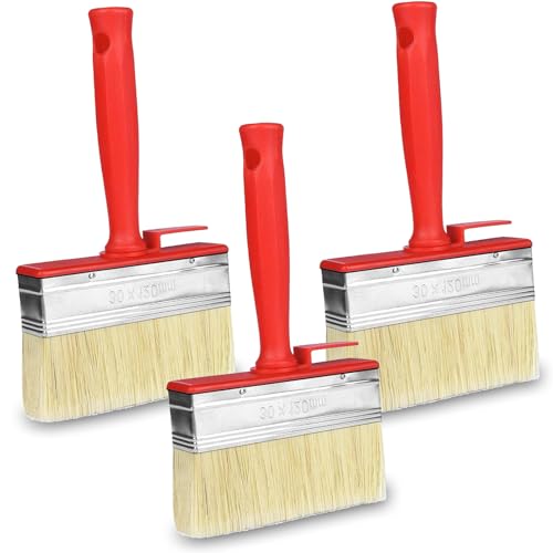 3 Stück Wandpinsel, 120mmx30mm FläChenstreicher, Leichte Kunststoffborsten Pinsel, Wandpinsel, für LöSemittelhaltige Lacke, Lasuren, Holzöl Rot von thirei