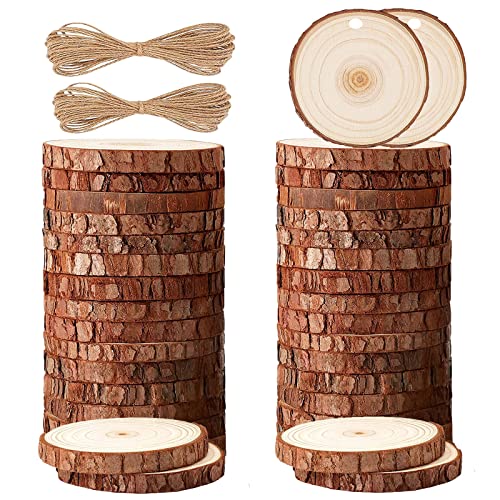 36 Holzscheiben Set - Baumscheiben，Ø ca. 5-6cm ，zum Basteln - Baumscheiben ohne Loch für Malerei, DIY, Weihnachten deko - Fest von thirei