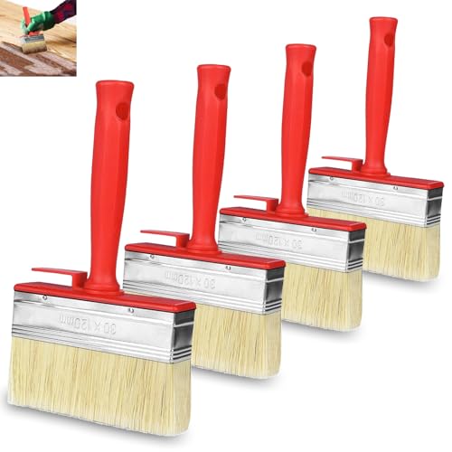 Flächenstreicher, 120mmx30mm Lasurpinsel, 4 Stück Wandpinsel, Pinsel, Malerpinsel, Flächenstreicher, für LöSemittelhaltige Lacke, Lasuren, Holzöl Flächenstreicher, 120mmx30mm Lasurpinsel, 4 Stück Wandpinsel, Pinsel, Malerpinsel, Flächenstreicher, für LöSemittelhaltige Lacke, Lasuren, Holzöl von thirei