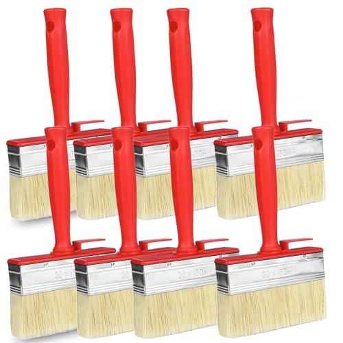 Flächenstreicher 8 Stück, 120mmx30mm Lasurpinsel, Wandpinsel, Pinsel, Malerpinsel, Flächenstreicher, für LöSemittelhaltige Lacke, Lasuren, Holzöl von thirei