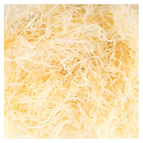 Geschreddertes Papier, Seidenpapier Raffia, für DIY, Party, Geschenkfüllung und Geschenkverpackung, 200 g, Cremiges Gelb von thirei