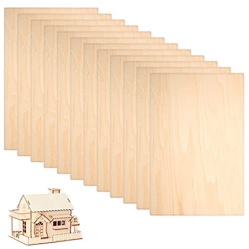 SperrholzPlatten, 12 Stück Balsa Holz Platten, Holzplatte 200 X 100 X 1,5mm, Birkensperrholz, Multiplexplatten, Holzplatten Basteln, für DIY Handwerk Basteln oder Modellbau, Modellieren, Gravieren von thirei