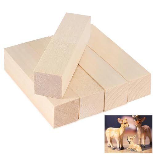 Lindenholz Holzblöcke, 5 Stück Schnitzholz Schnitzen, Schnitzen Holzblöcke Unbehandelt, 15 x 5 x 5cm Holzblöcke Schnitzholz, für Groß Lindenholz Holzblöcke zum DIY Schnitzen von thirei