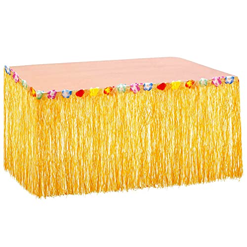 thirei Hawaii Tischröcke, 275 x 60cm Hawaii Party Dekoration mit Mehrfarbe Blumen, für Partys, Feiertage und Zusammenkünfte im Freien, Gold thirei Hawaii Tischröcke, 275 x 60cm Hawaii Party Dekoration mit Mehrfarbe Blumen, für Partys, Feiertage und Zusammenkünfte im Freien, Gold von thirei