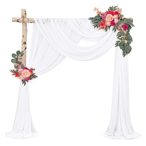 thirei Hochzeitsbogen Vorhang,Vorhang Hochzeit Hintergrund,Querbehang Transparente,für Fotografie Party Hochzeit Geburtstag (Weiß) von thirei