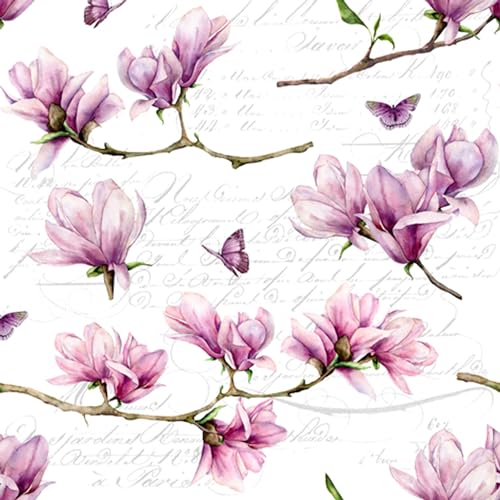 20 Servietten Blumen, Garten & Natur Elegante Magnolienzweige als Tischdeko. Papierservietten mit Motiv. Auch für Decoupage und Serviettentechnik 33x33cm von ti-flair