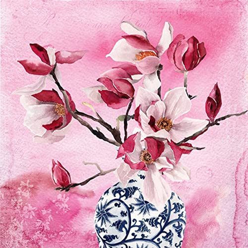 20 Servietten Magnolien in Vase | Blumen | Frühling | Tischdeko | Decoupage | Serviettentechnik 33x33cm von ti-flair