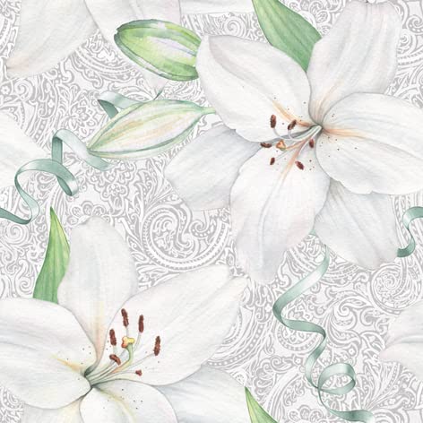 20 Servietten weiße Lilienblüten | Lilien | Blumen | zeitlos | Tischdeko | Decoupage | Serviettentechnik 33x33cm von ti-flair