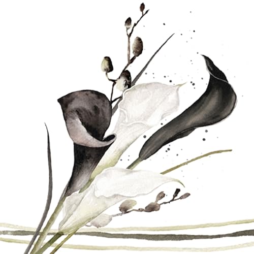 Servietten Papier 33x33cm 3-lagig 20 Stück - hochwertig & nachhaltig - Einweg Hochzeitsservietten - Papierservietten für Hochzeit Gastronomie Alltag - Calla Blumenmotiv Schwarz Weiß Servietten Papier 33x33cm 3-lagig 20 Stück - hochwertig & nachhaltig - Einweg Hochzeitsservietten - Papierservietten für Hochzeit Gastronomie Alltag - Calla Blumenmotiv Schwarz Weiß von ti-flair