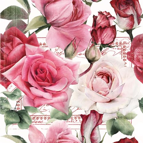 Servietten Papier Blumen (Rot/Rosa/Hellrosa) von ti-flair