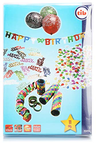 11-teiliges Geburtstagsdeko-Set, Konfetti, Luftballons, Luftschlangen und Buchstabengirlande, Happy Birthday Party Zubehör von tib
