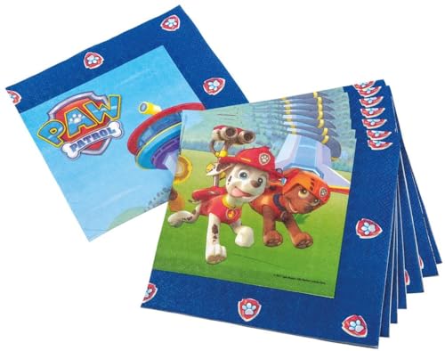 tib 19702 Paw Patrol Servietten, 3-lagig, 20 Stück, 33 x 33 cm, mehrfarbig von tib