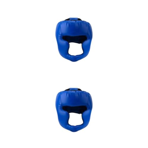 tieedhfu 2 Satz von Verstellbare Passform und Schlagfestigkeit, Boxhelm für Kampfsport, Leichter Leder Kickbox Helm, Boxkopf blau, Blau 2Satz von tieedhfu