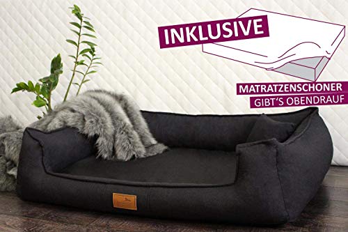 tierlando® Orthopädisches Hundebett Goofy inkl. Matratzenschoner für mittelgroße, große und sehr große Hunde, Möbelstoff, Waschbar Hundesofa Hundekörbchen | Schwarz | G6-A-03 von tierlando