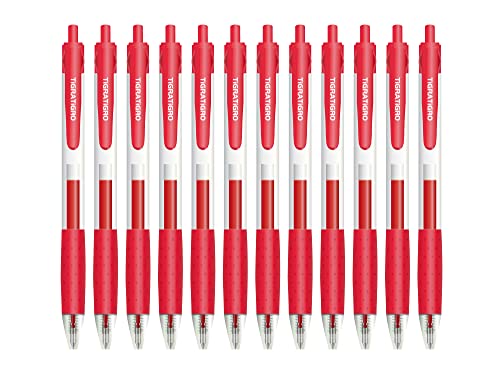 tigratigro 12 Stück Kugelschreiber, 0,5 mm, für Büro und Schule, hochwertiger Gelschreiber, schnell trocknend (rot) von tigratigro