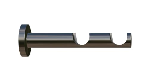 16 mm Träger - Gardinenstangenträger/Auflageträger, 75mm Wandabstand, 2-Lauf, edelstahl-optik, Metall von tilldekor