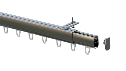 tilldekor ausziehbare Innenlauf Gardinenstange EXTEND, silber, 1-Lauf, 200-350 cm, inkl. Trägern und Gleitern von tilldekor