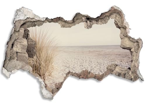 3D Wandtattoo selbstklebend Wanddurchbruch | Loch in der Wand Mauerloch | Wetterfeste Wandsticker Gross Innen und Outdoor | 135x90cm Meer Sand Strand Schilf von timalo